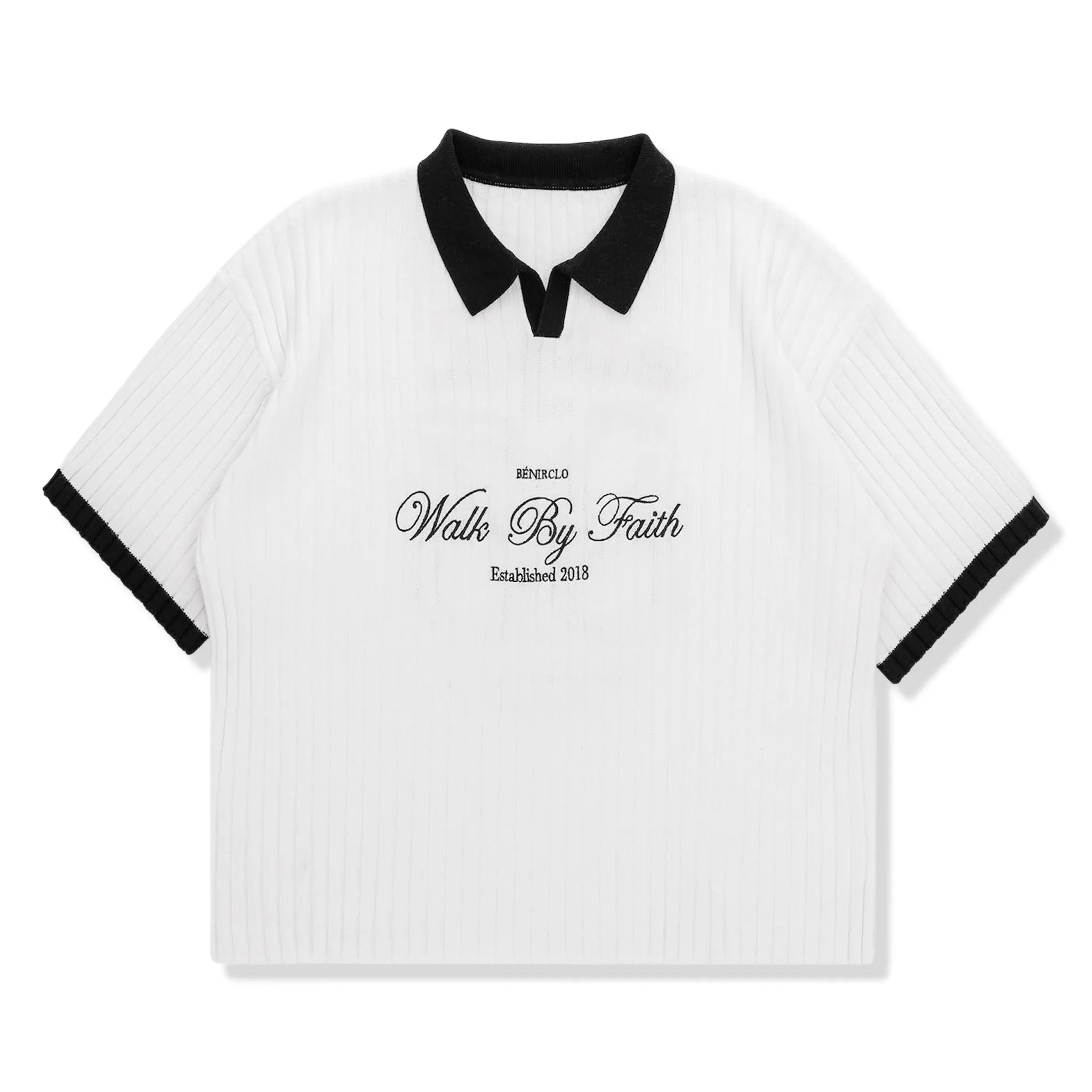 Front View of Bénir Clothing Bénir Club White Polo Shirt CLUBSHIRTWHT